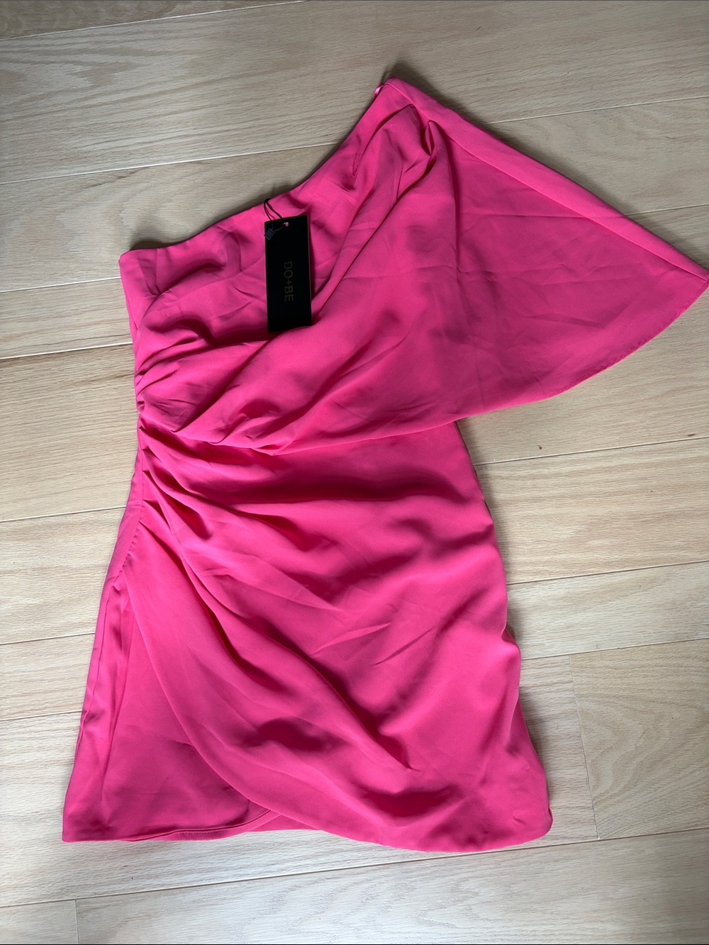 NWT Small DO+BE One-Shoulder Ruched Dusty Rose Cocktail Mini Dress